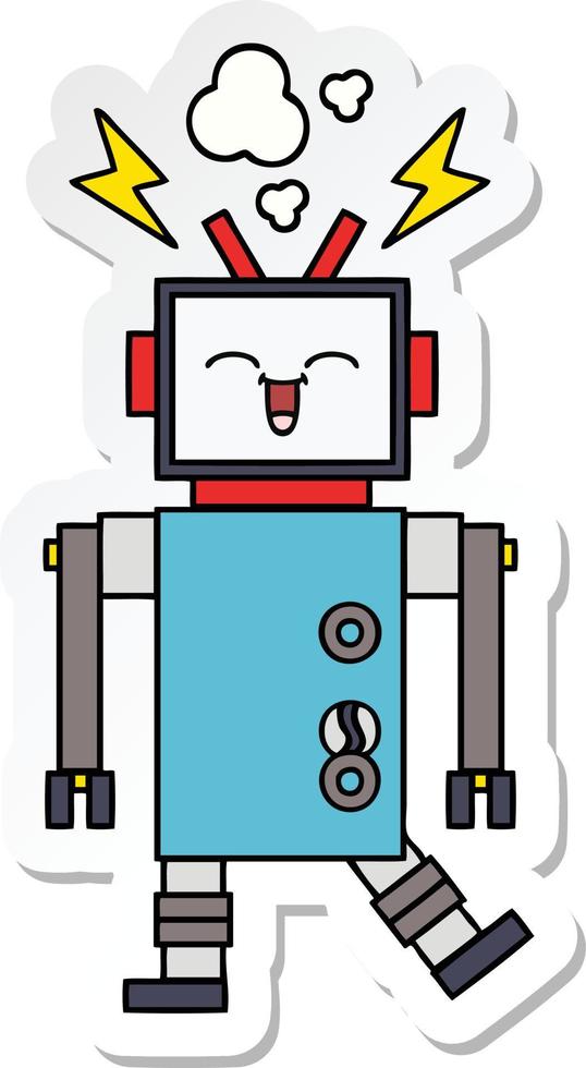 sticker of a cute cartoon robot vector