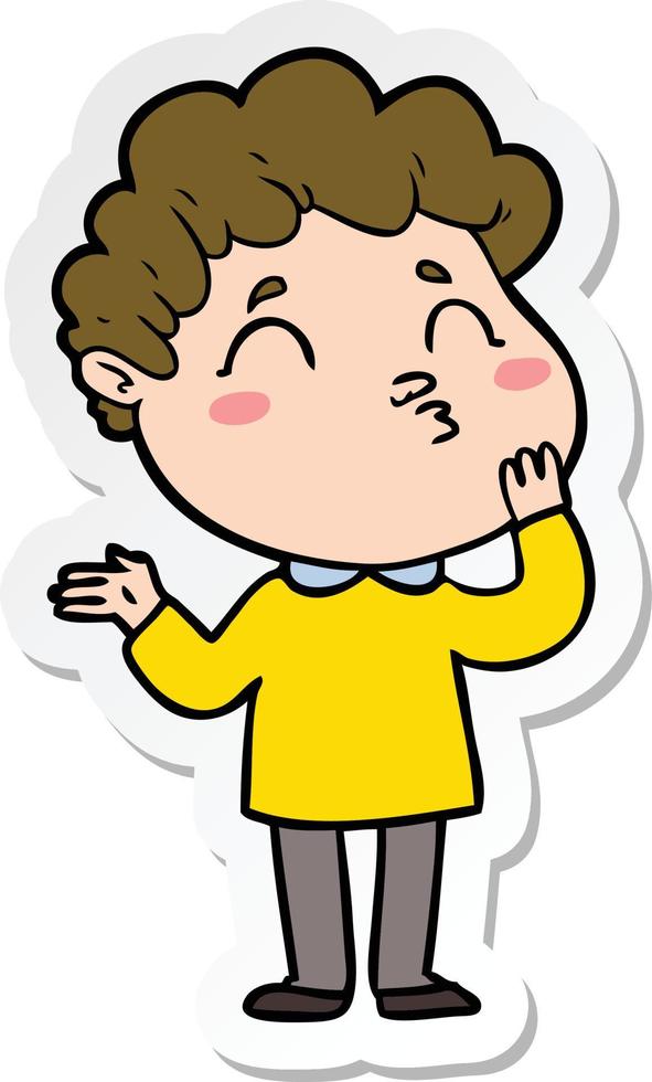 sticker of a cartoon man pouting vector