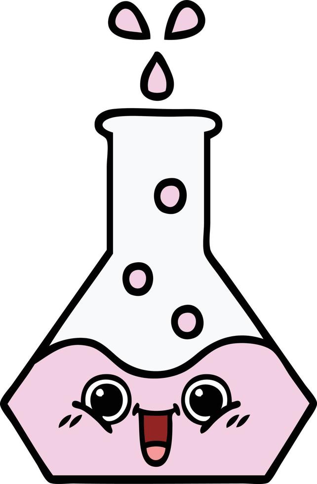 cute cartoon science beaker vector