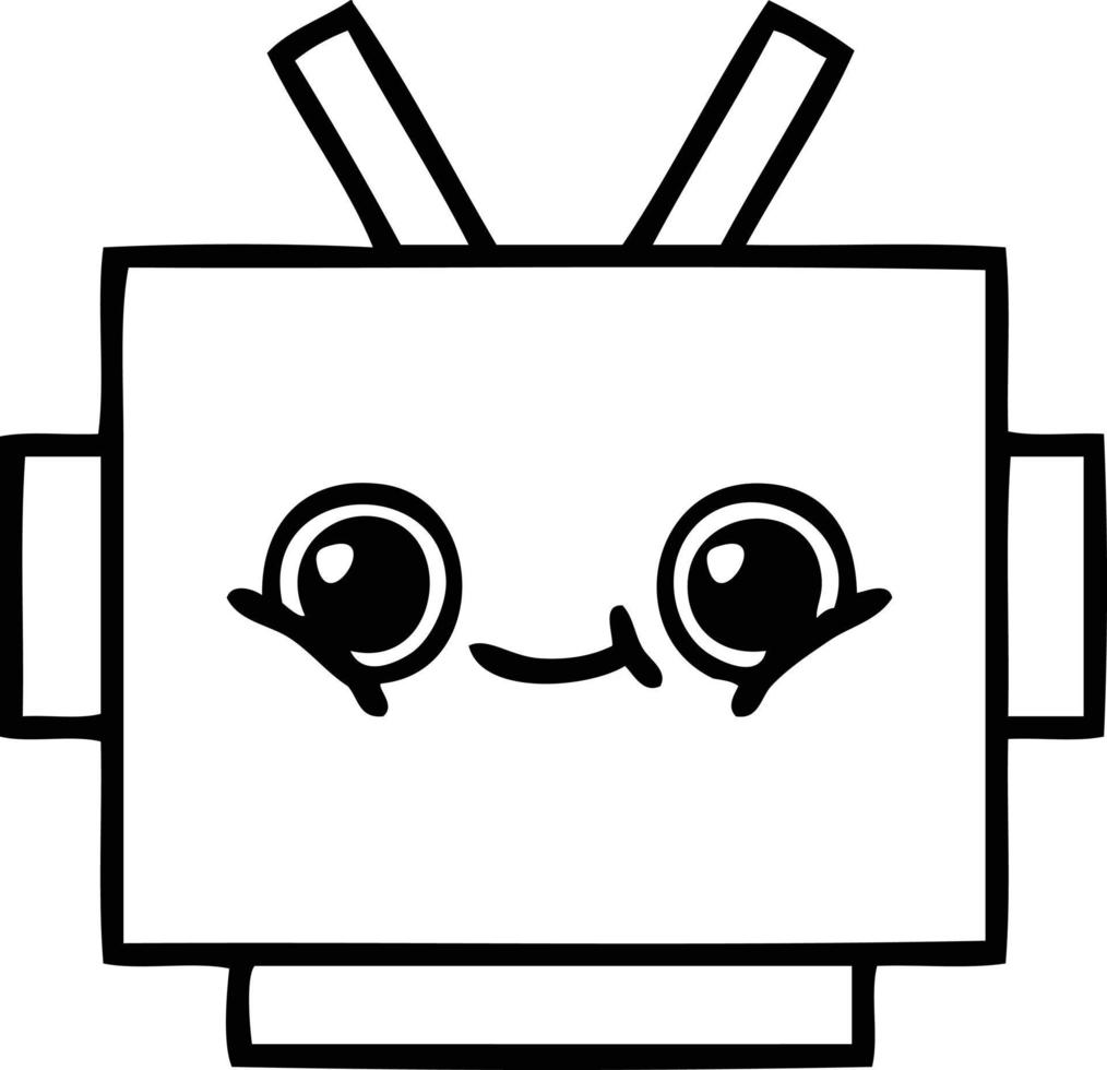 line drawing cartoon robot head vector