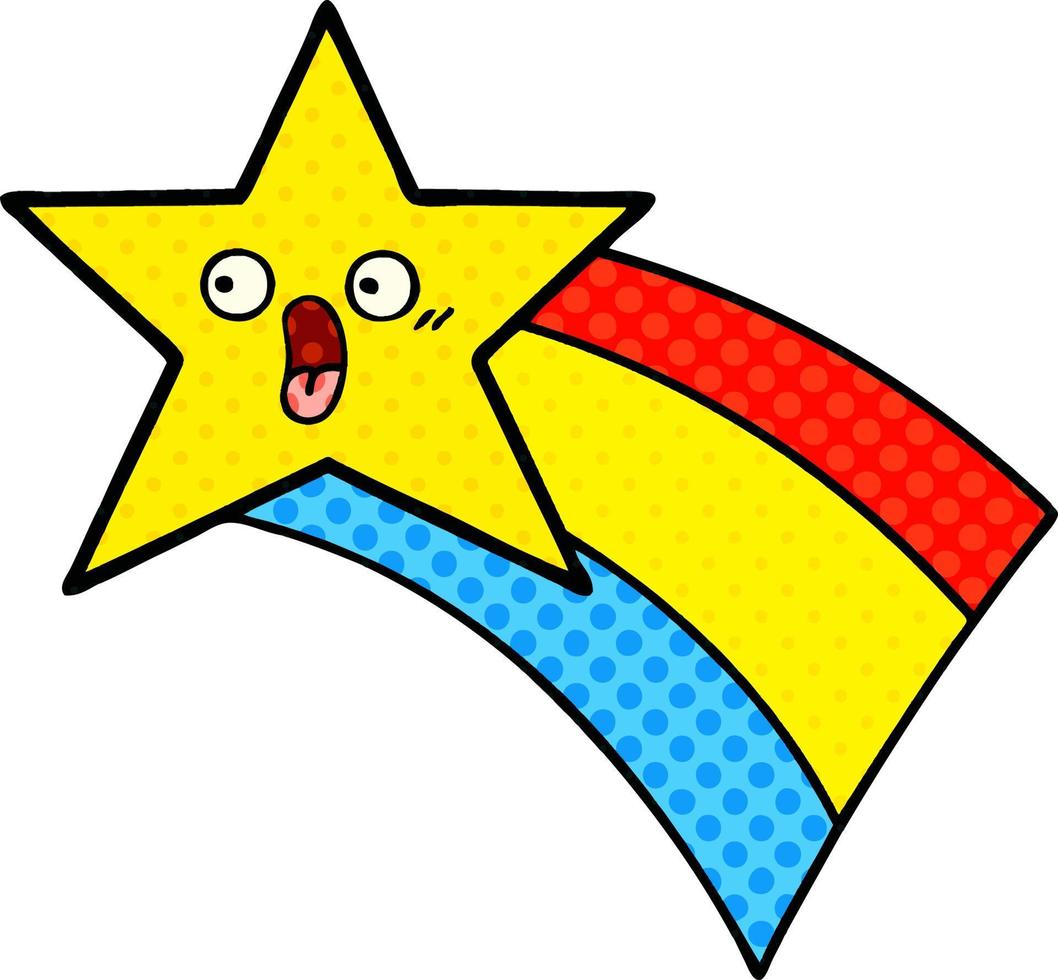 comic book style cartoon shooting rainbow star vector