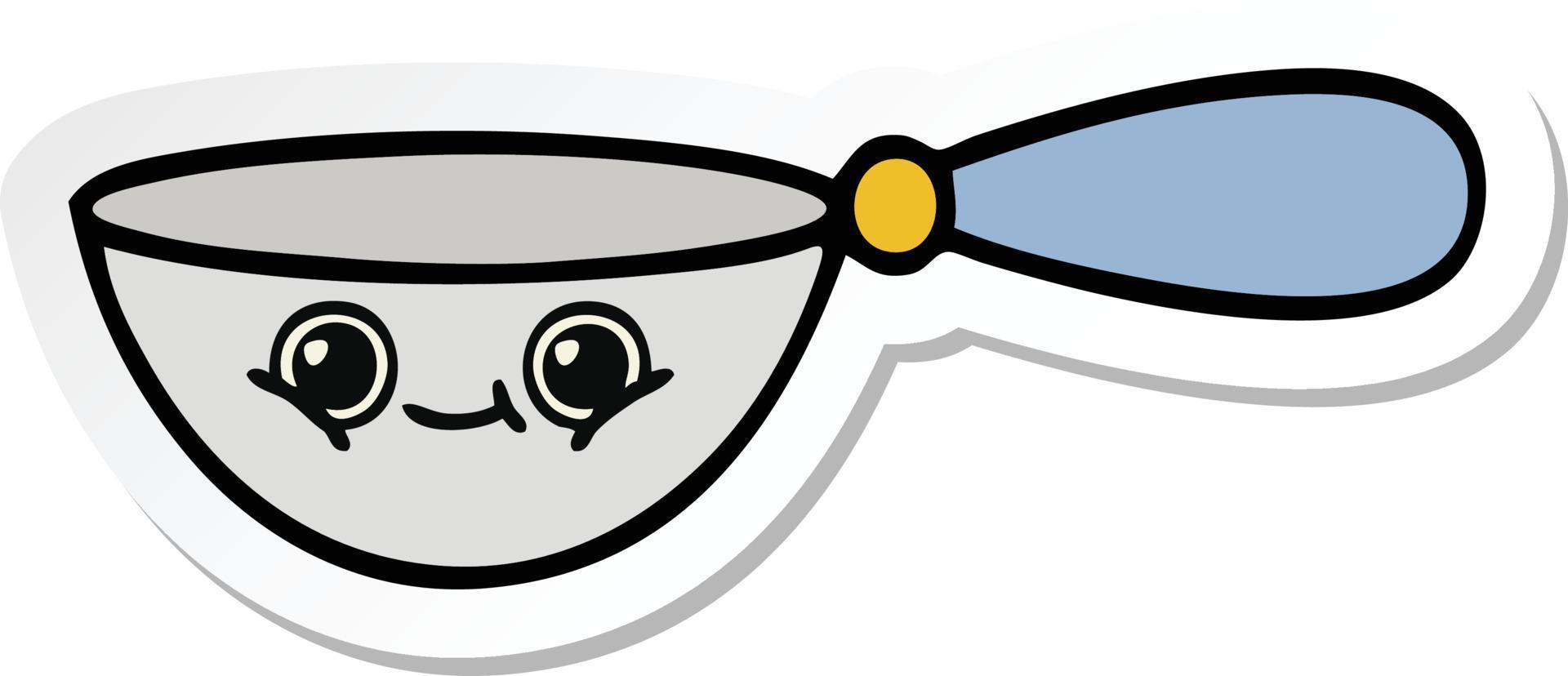 sticker of a cute cartoon measuring spoon vector