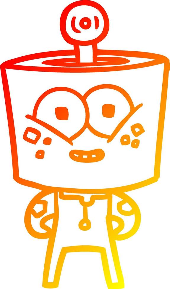 warm gradient line drawing happy cartoon robot vector
