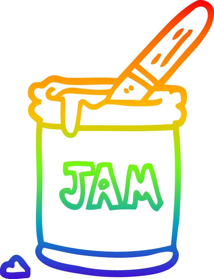 rainbow gradient line drawing cartoon jam jar vector