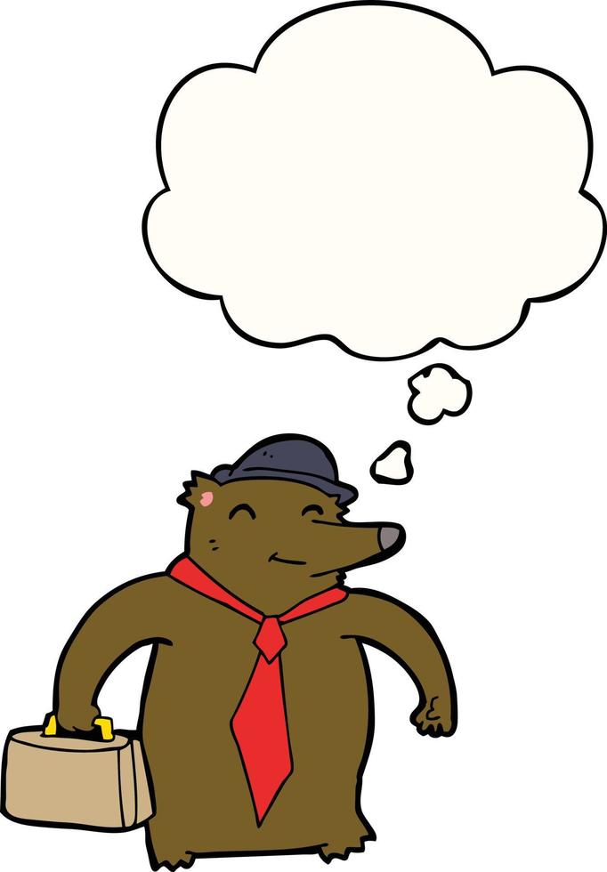 cartoon business bear and thought bubble vector