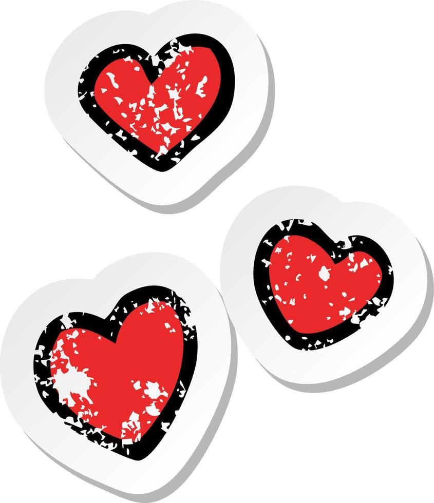 distressed sticker of a cartoon love heart vector