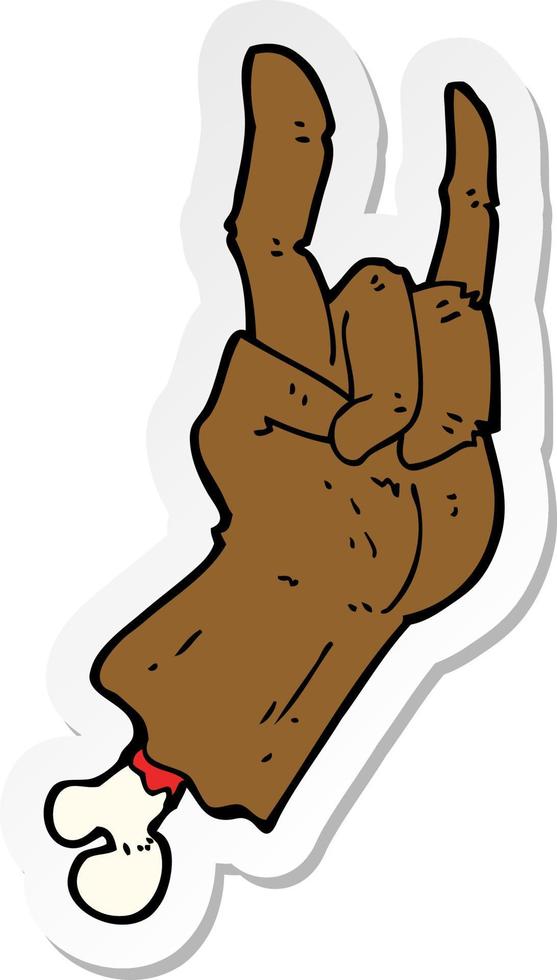 sticker of a cartoon hand making rock symbol vector