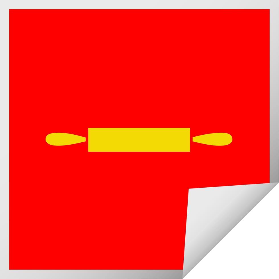 square peeling sticker cartoon rolling pin vector