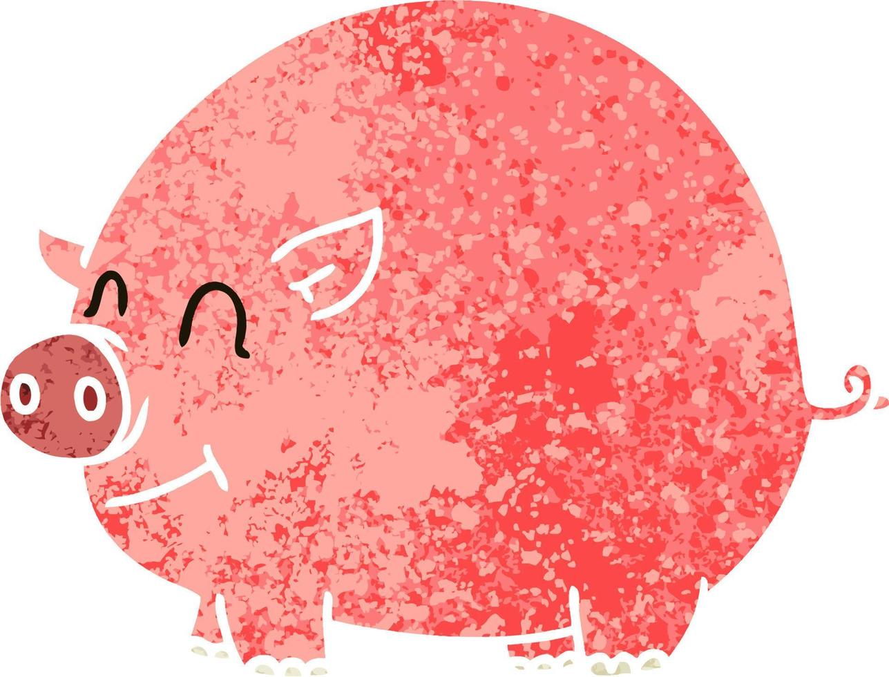 quirky retro illustration style cartoon pig vector