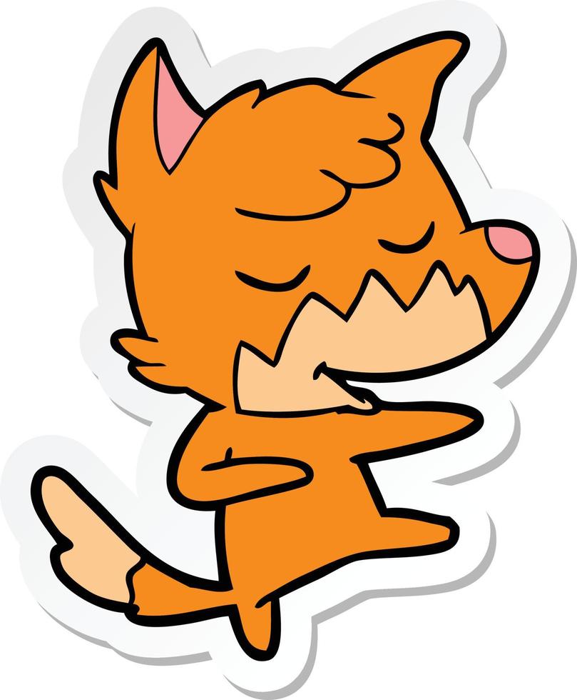 sticker of a friendly cartoon fox dancing vector