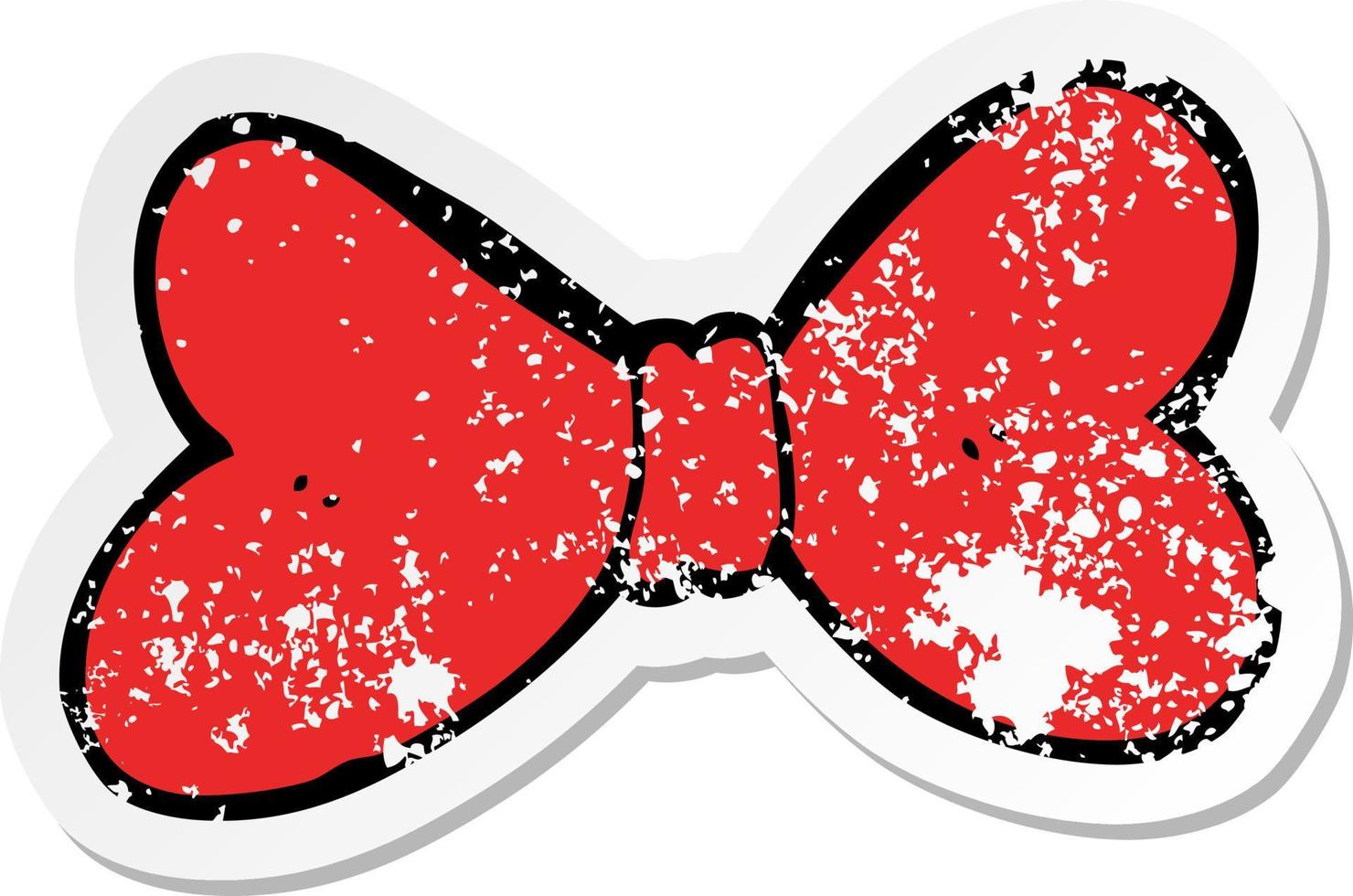 distressed sticker of a cartoon bow tie vector