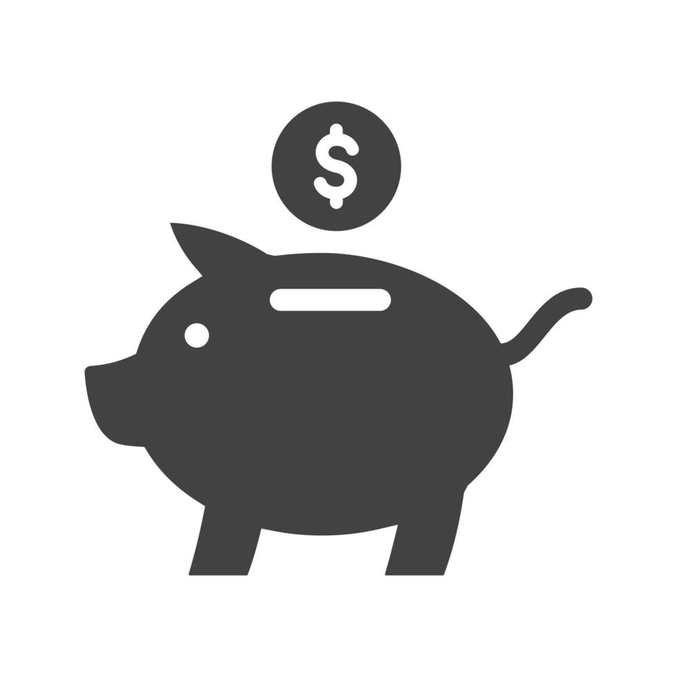 Piggy Bank Glyph Black Icon vector