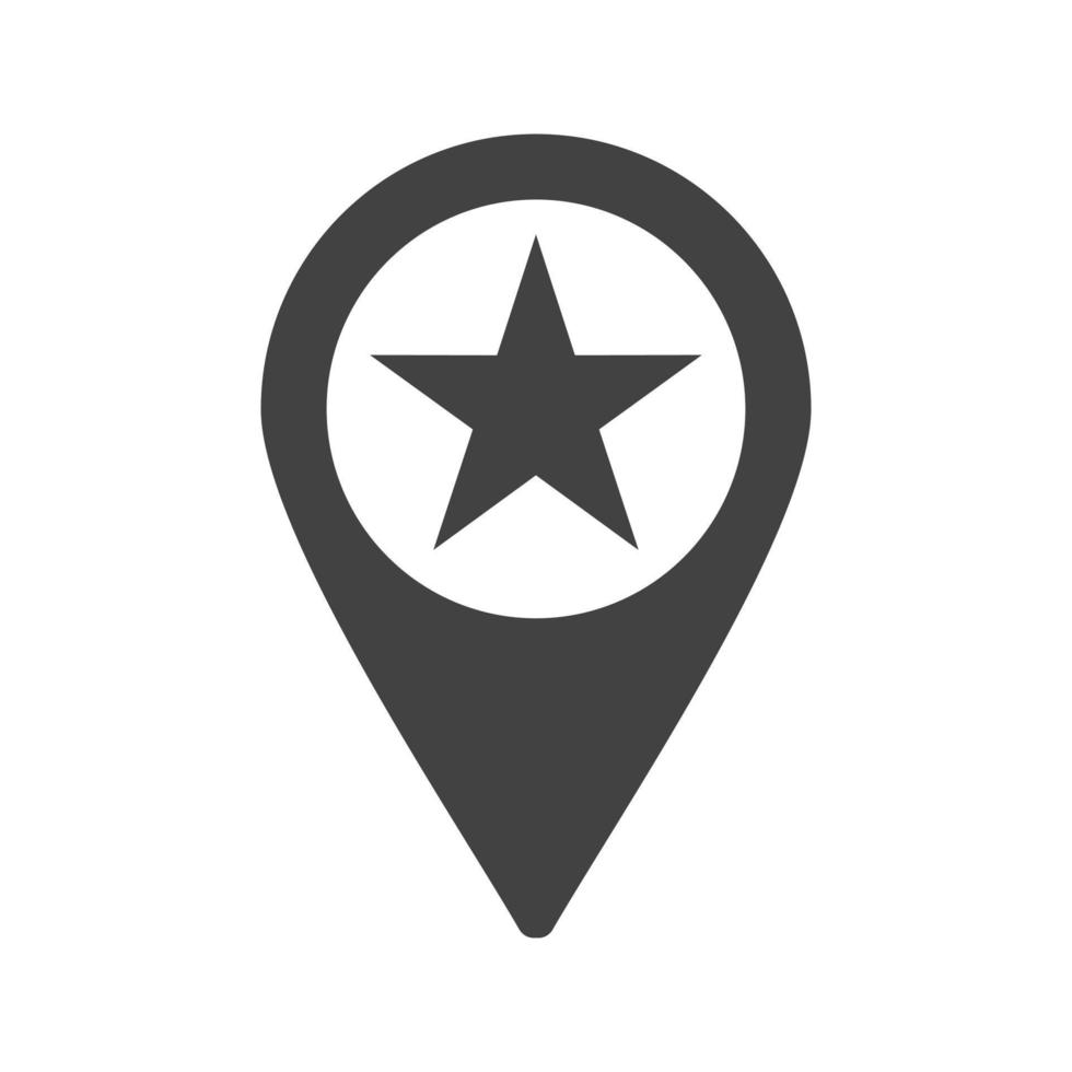 Starred Location Glyph Black Icon vector