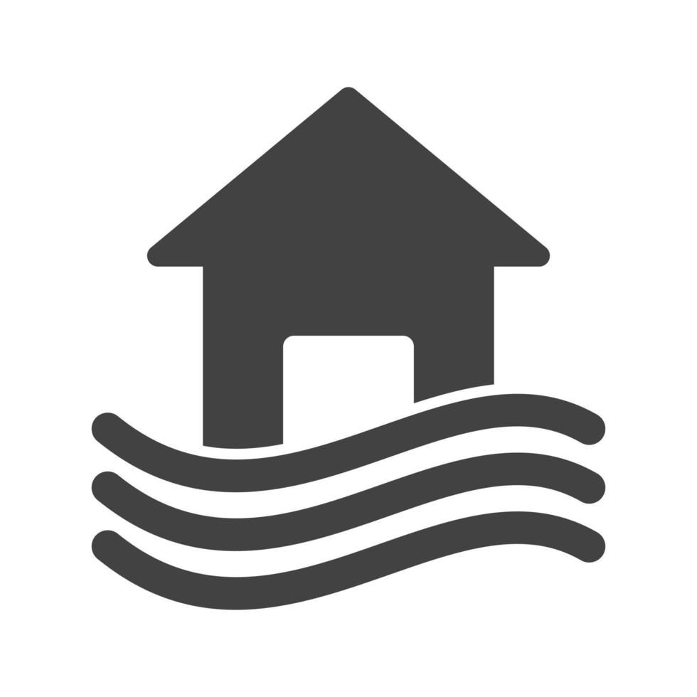 House in Flood Glyph Black Icon vector