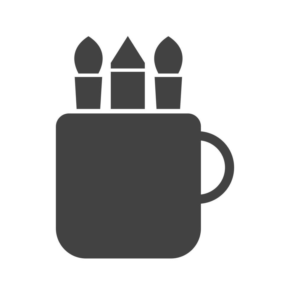 Mug with Design Tools Glyph Black Icon vector