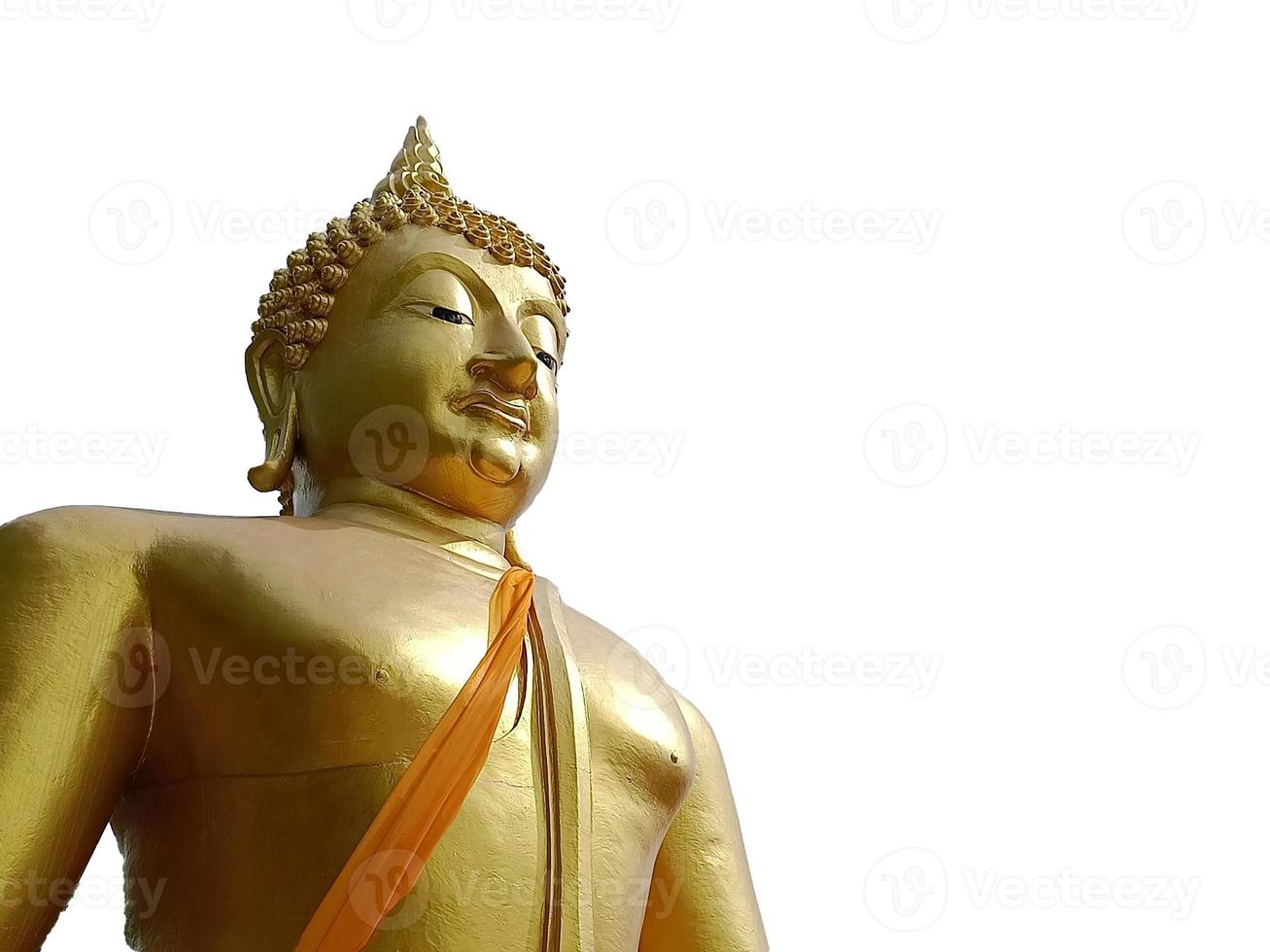 Closeup, Golden buddha isolated on white background with clipping path photo