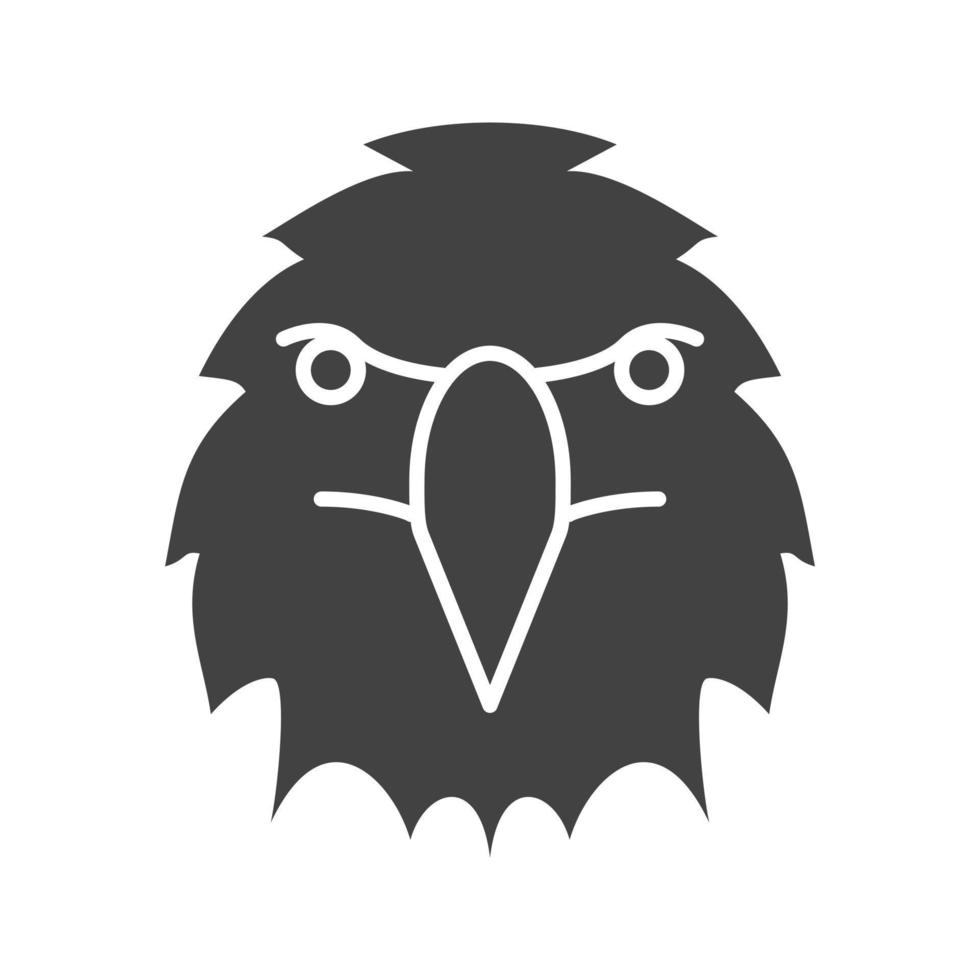cara de águila glifo icono negro vector