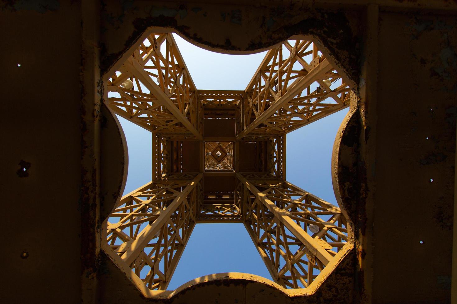 View from beneath Eiffel tower abstract photo