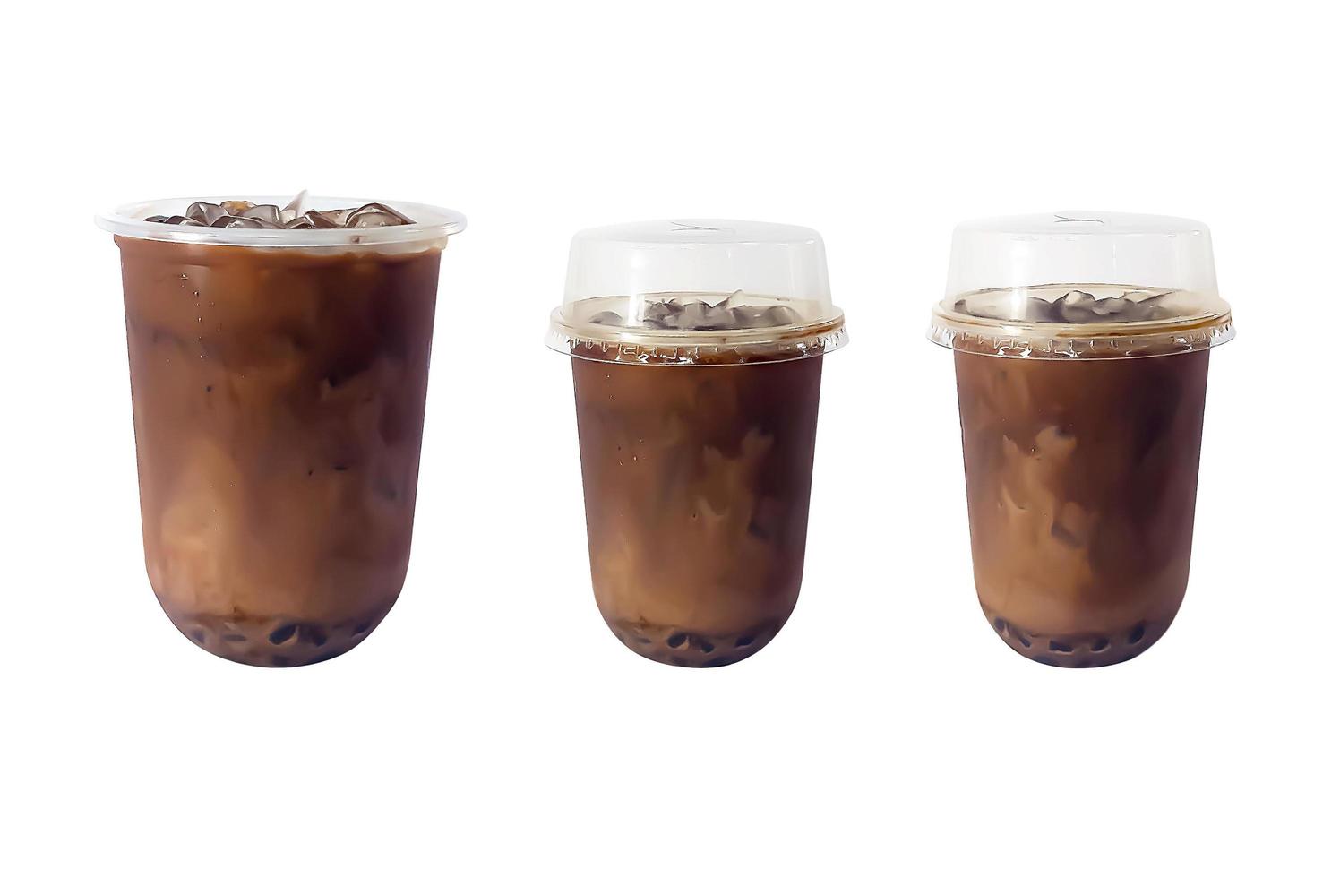 Taiwan bubble milk tea on white background with double chocolate or cocoa. photo