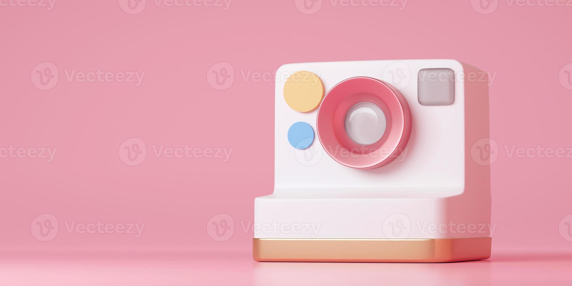 3d cute camera icon. 3d rendering photo