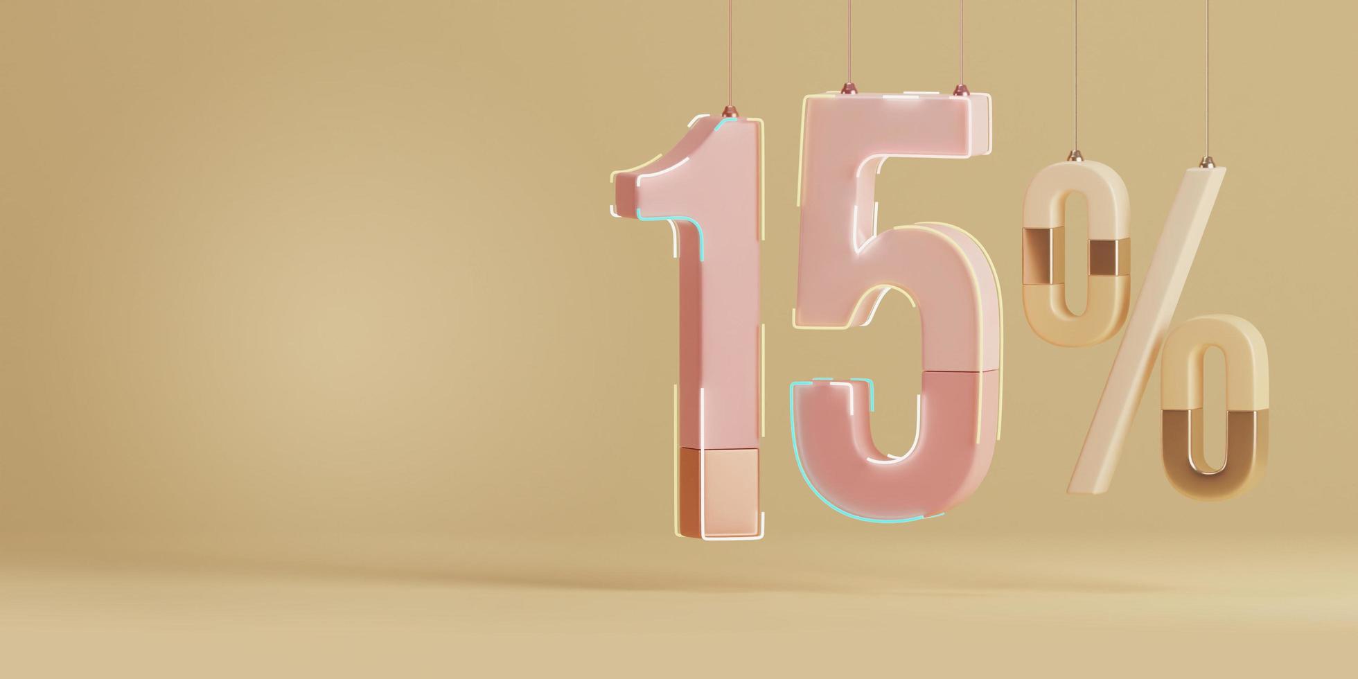 Sale number with copyspace. sale or promo concept. 3d rendering photo