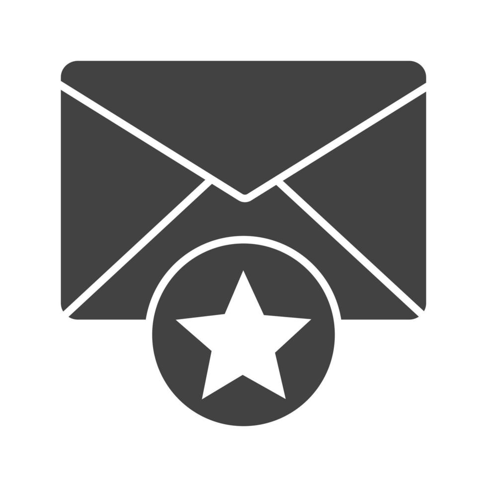 icono negro de glifo de correo favorito vector