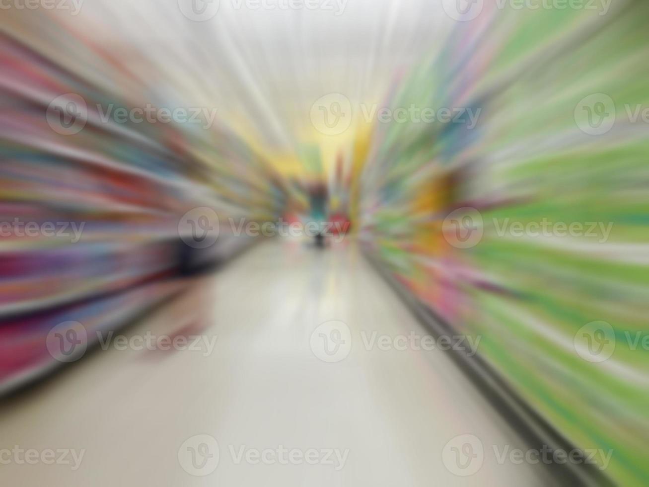 supermarket shelves aisle blurred background photo