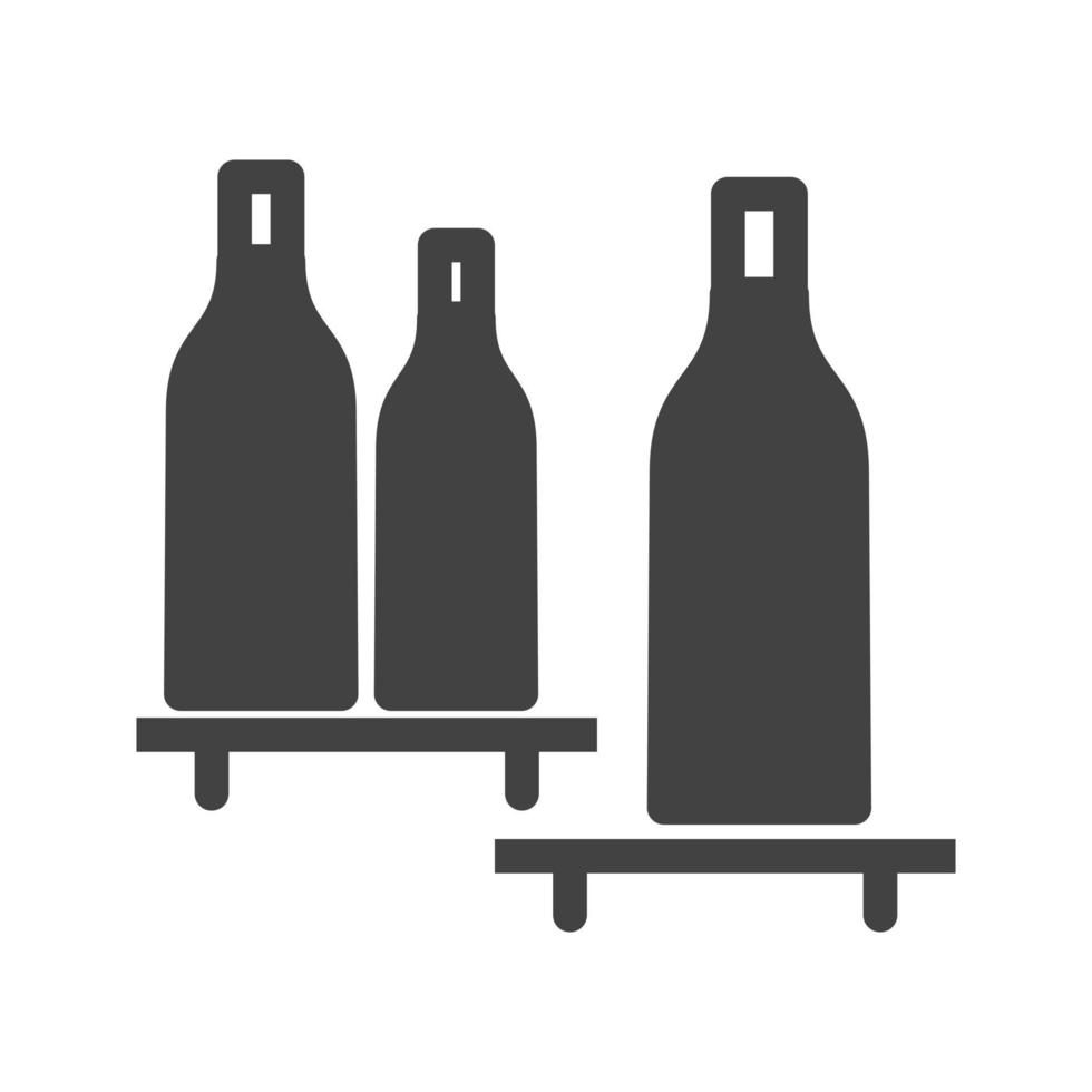 botellas estante glifo icono negro vector