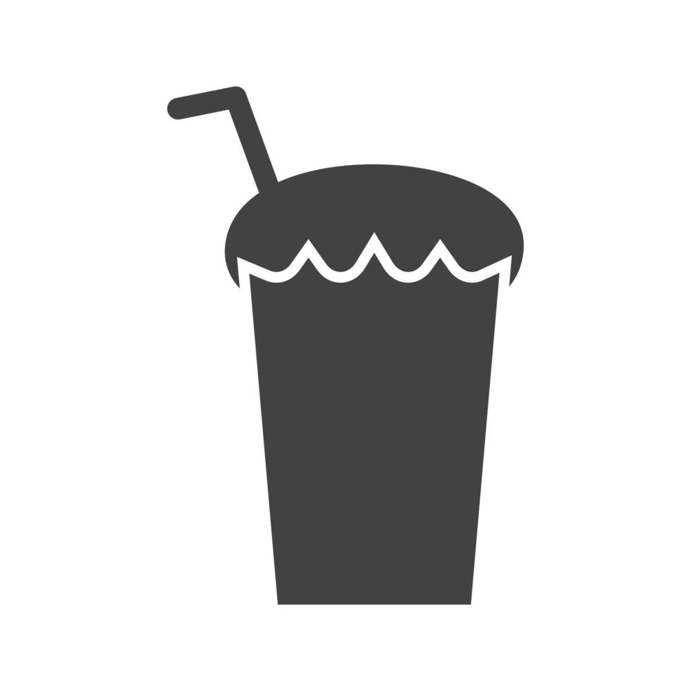 batido de chocolate glifo icono negro vector