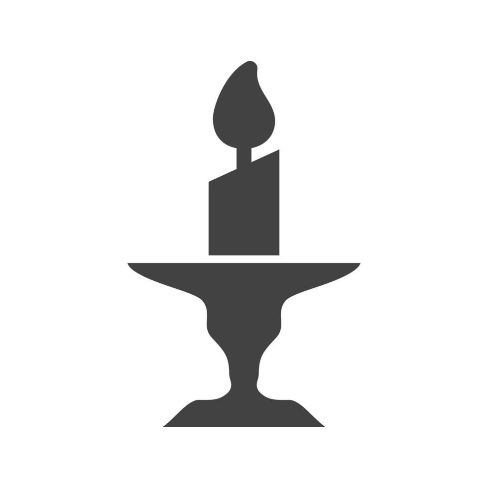 Candle on Stand Glyph Black Icon vector