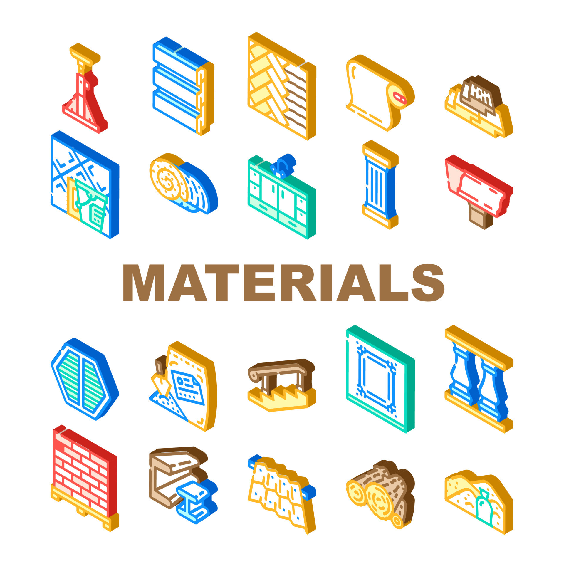 Building Materials And Supplies Icons Set Vector 8317677 Vector Art at