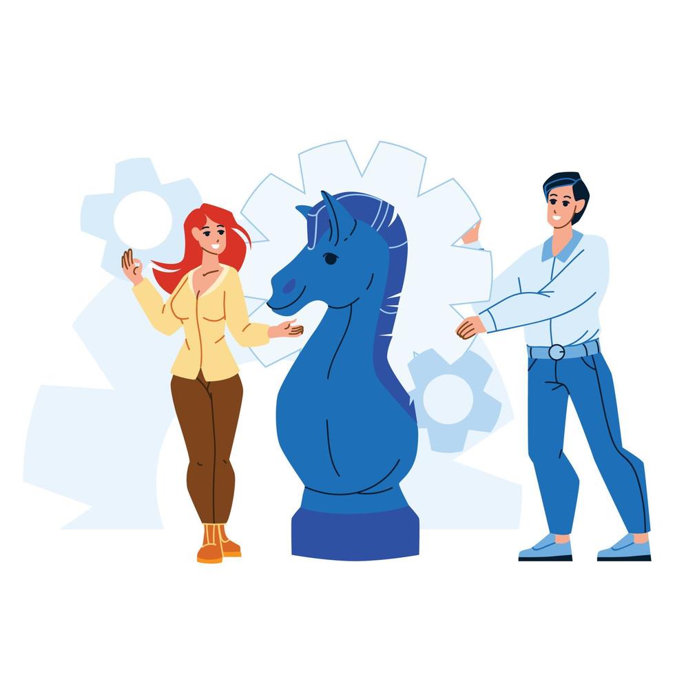 Business Strategy Thinking Man And Woman Vector