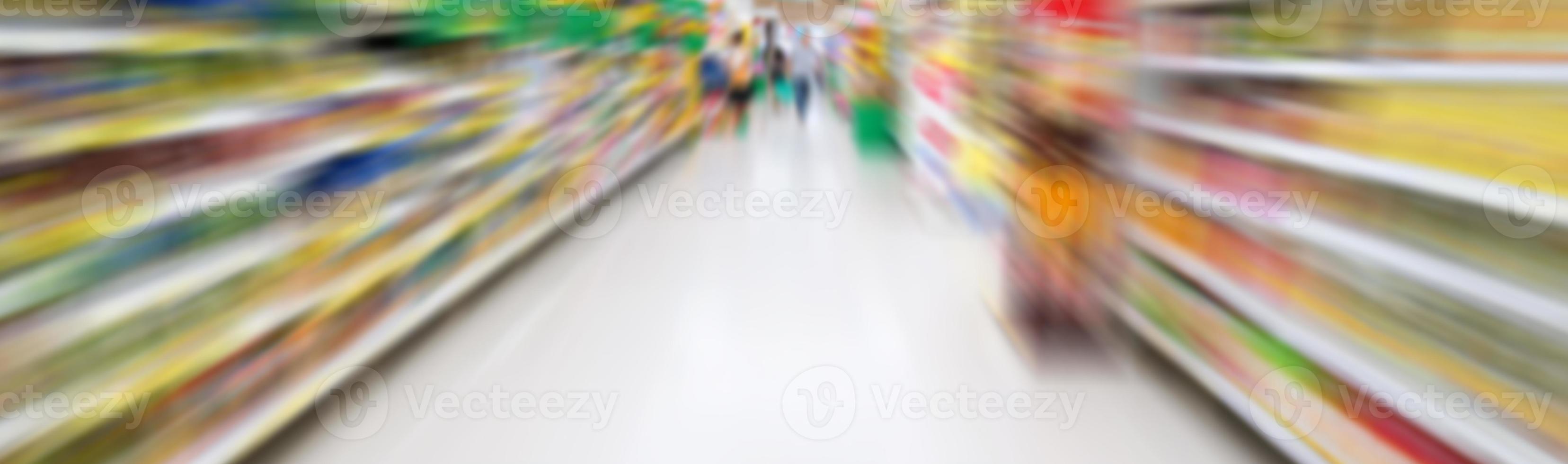 supermarket aisle with motion blur photo