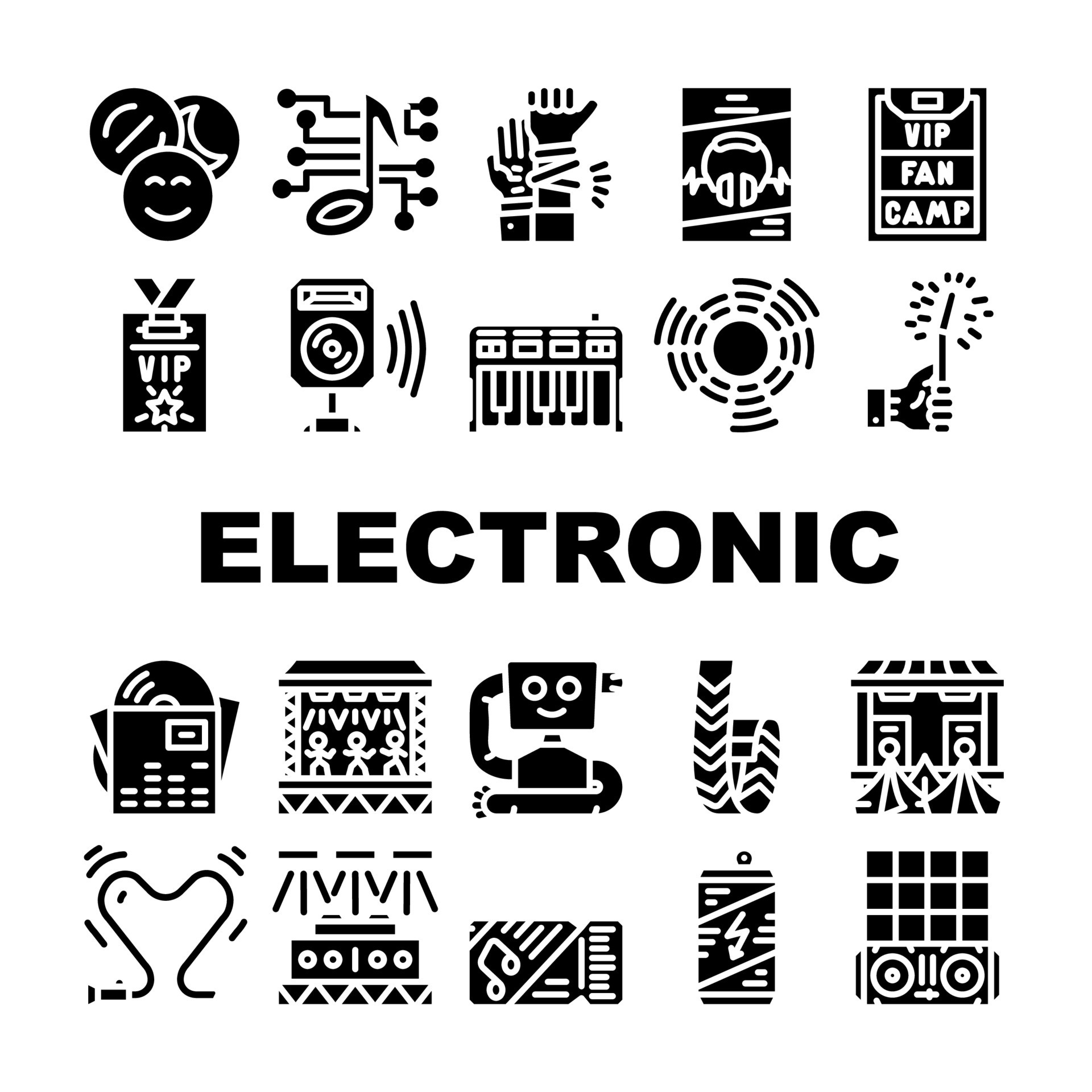 Electronic Dance Music Collection Icons Set Vector 8318063 Vector Art