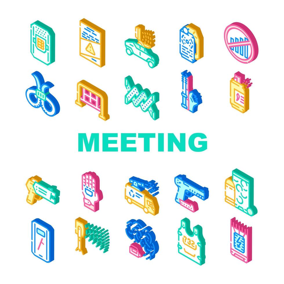 Protests Meeting Event Collection Icons Set Vector