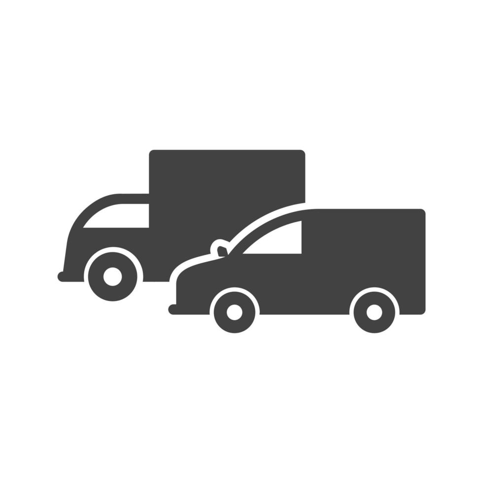 Parked Trucks Glyph Black Icon vector