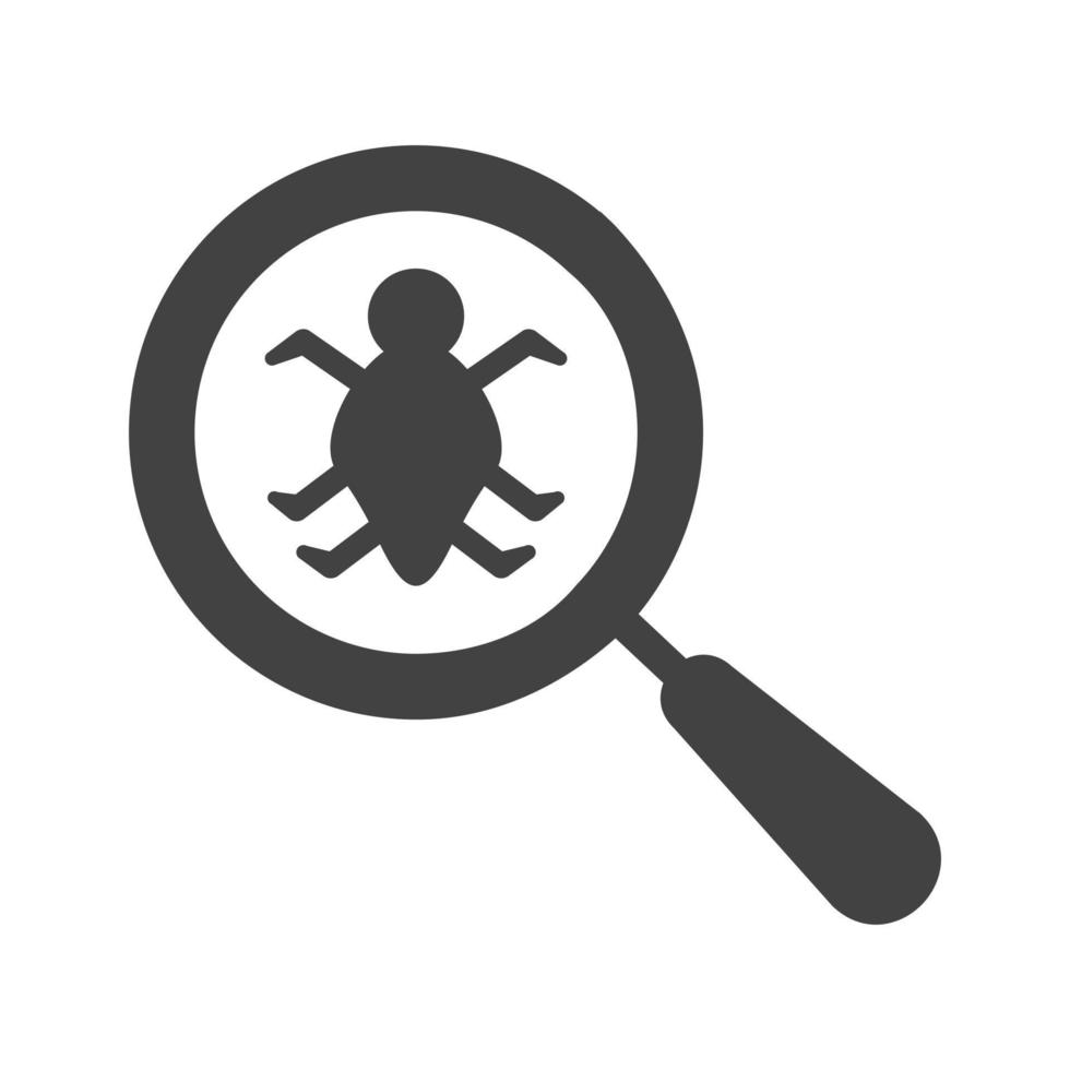 Find Bugs Glyph Black Icon vector