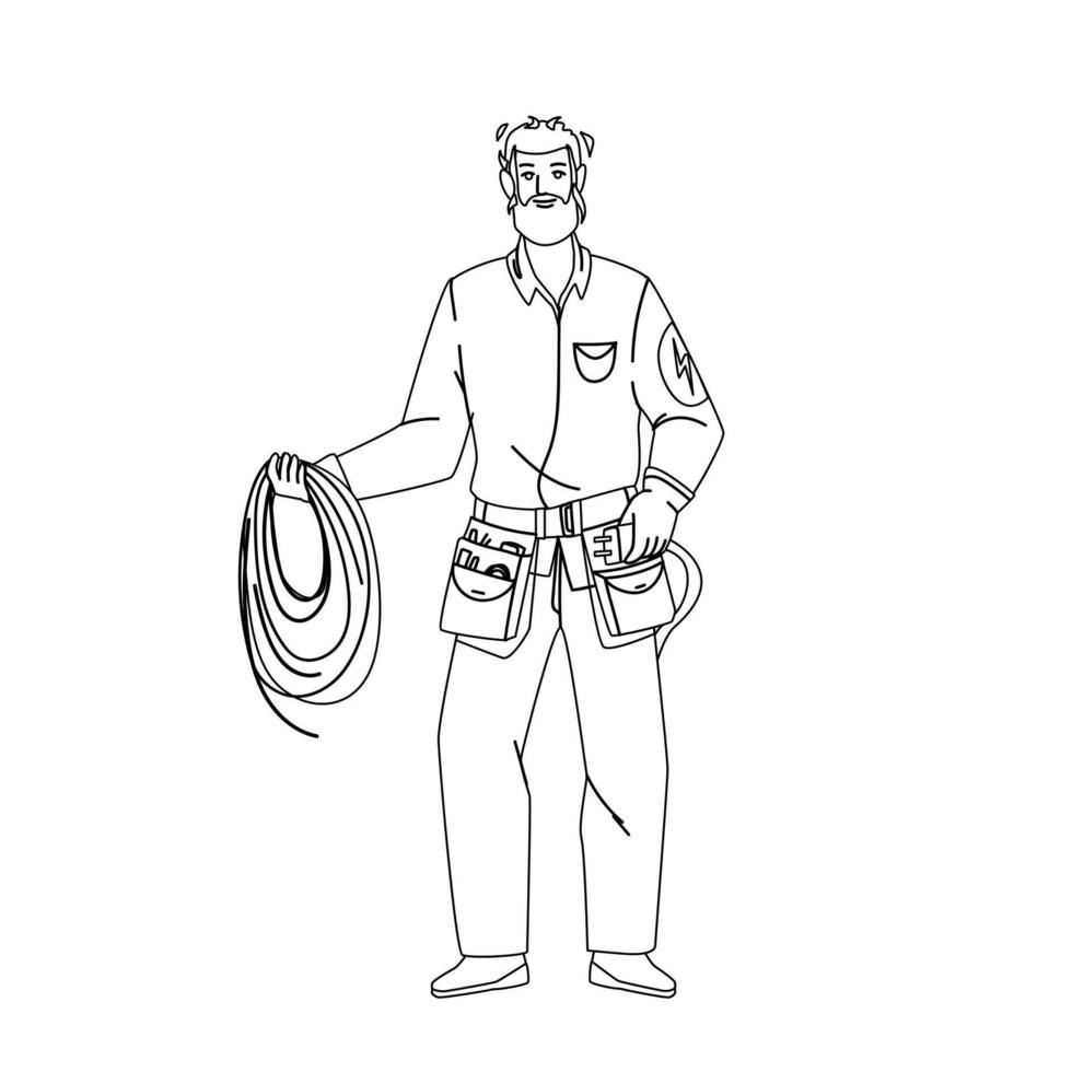 Electrician Hold Electrical Cord And Tool Vector