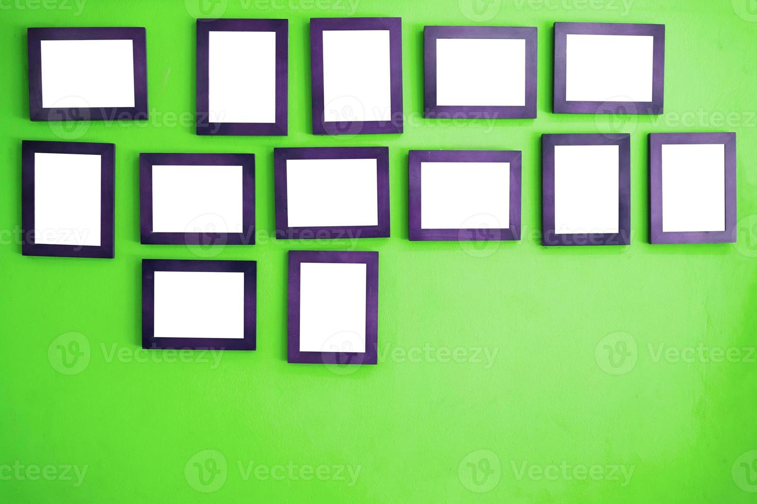 Photo frames on the colorful wall