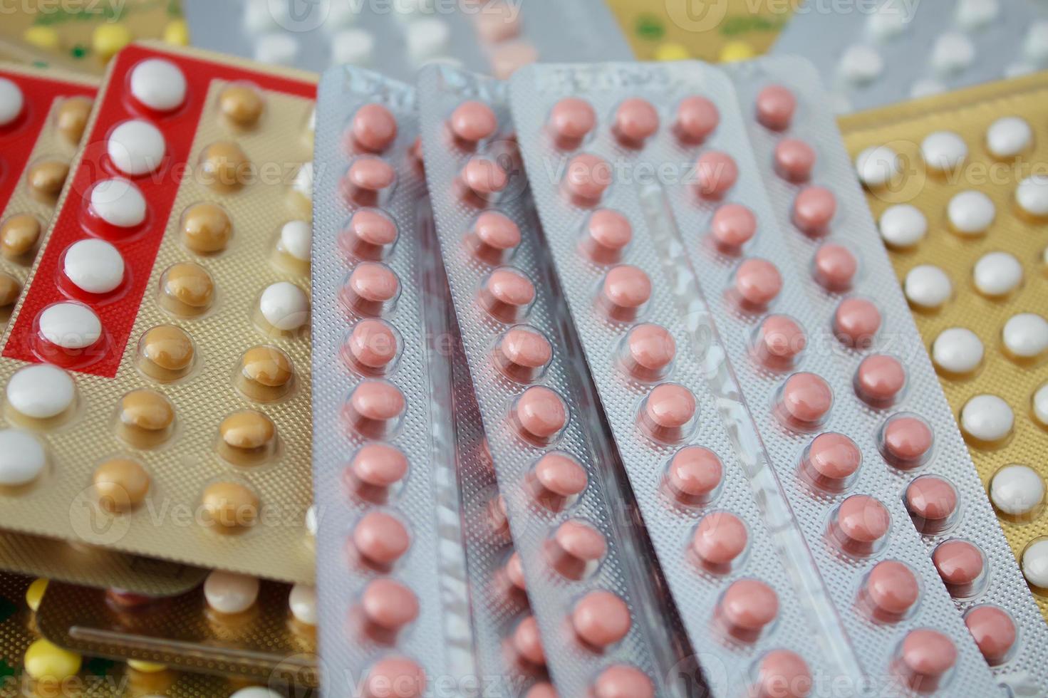 Colorful oral contraceptive pill photo