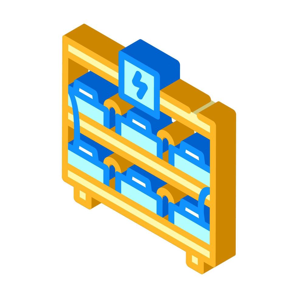 batteries on shelf isometric icon vector illustration