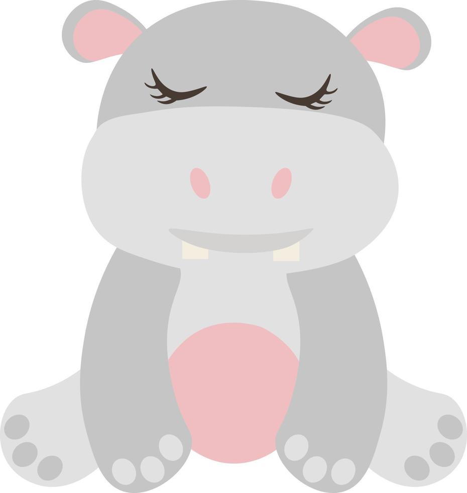 Tropical Cute Hippo Safari Animal Clipart vector