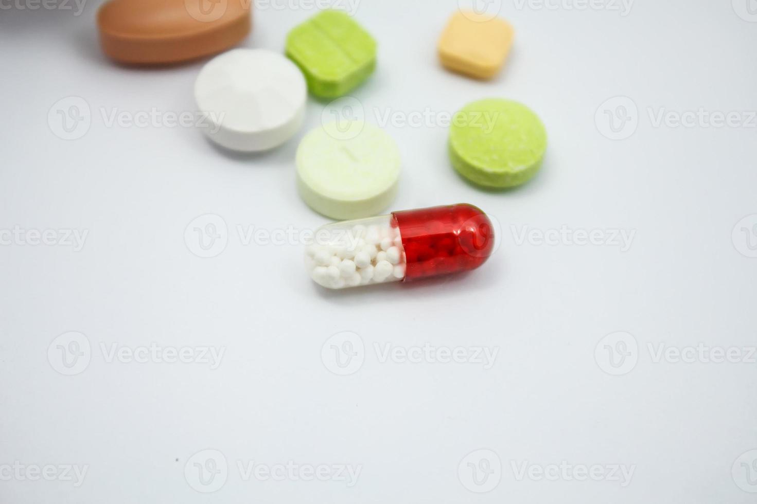 pills isolated on white background photo