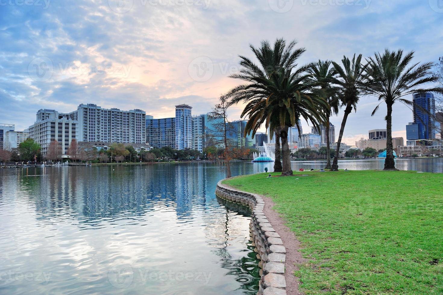 Orlando sunset over Lake Eola photo