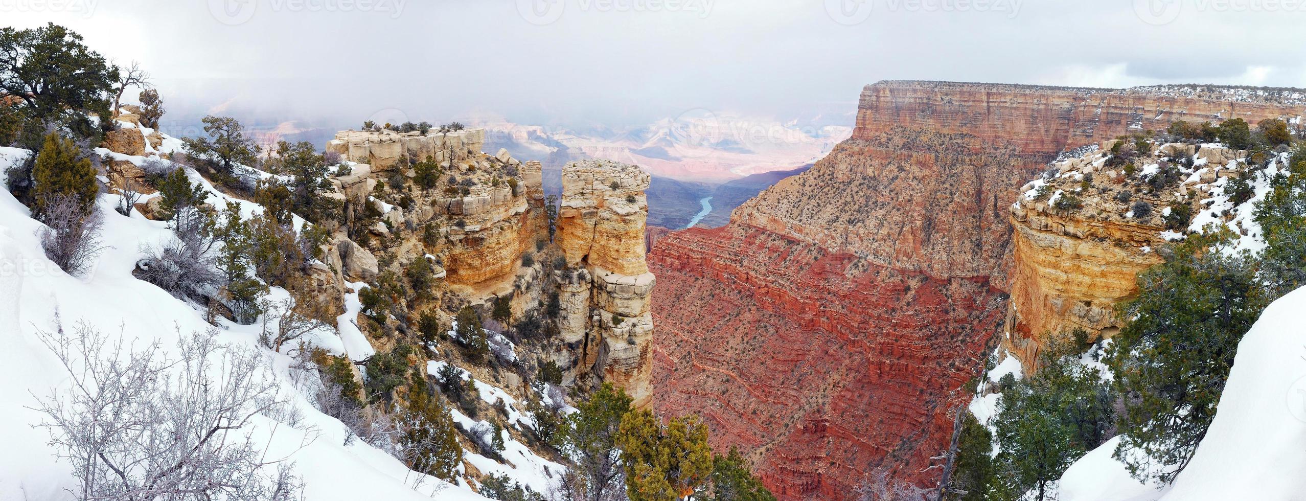 Grand Canyon panorama view in winter with snow photo