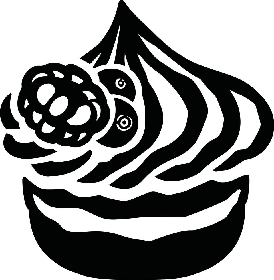 sweet cupcake bun, cake dessert, hand drawn illustration vector