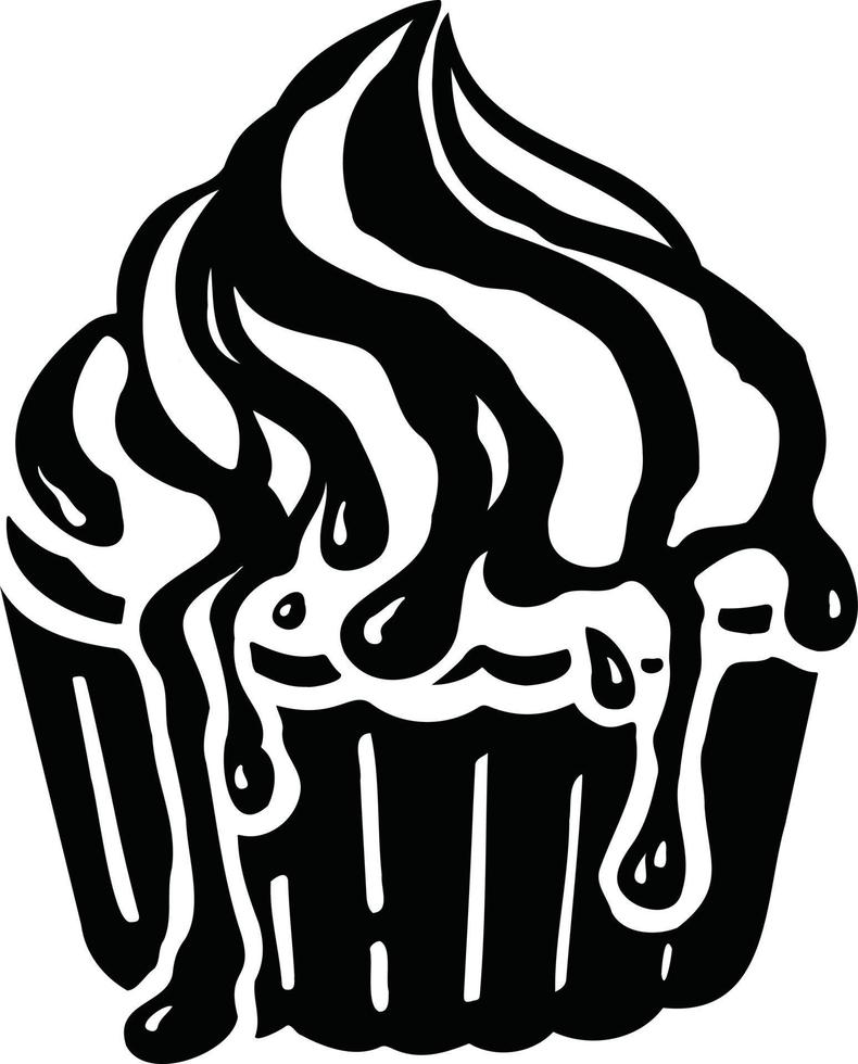 sweet cupcake bun, cake dessert, hand drawn illustration vector