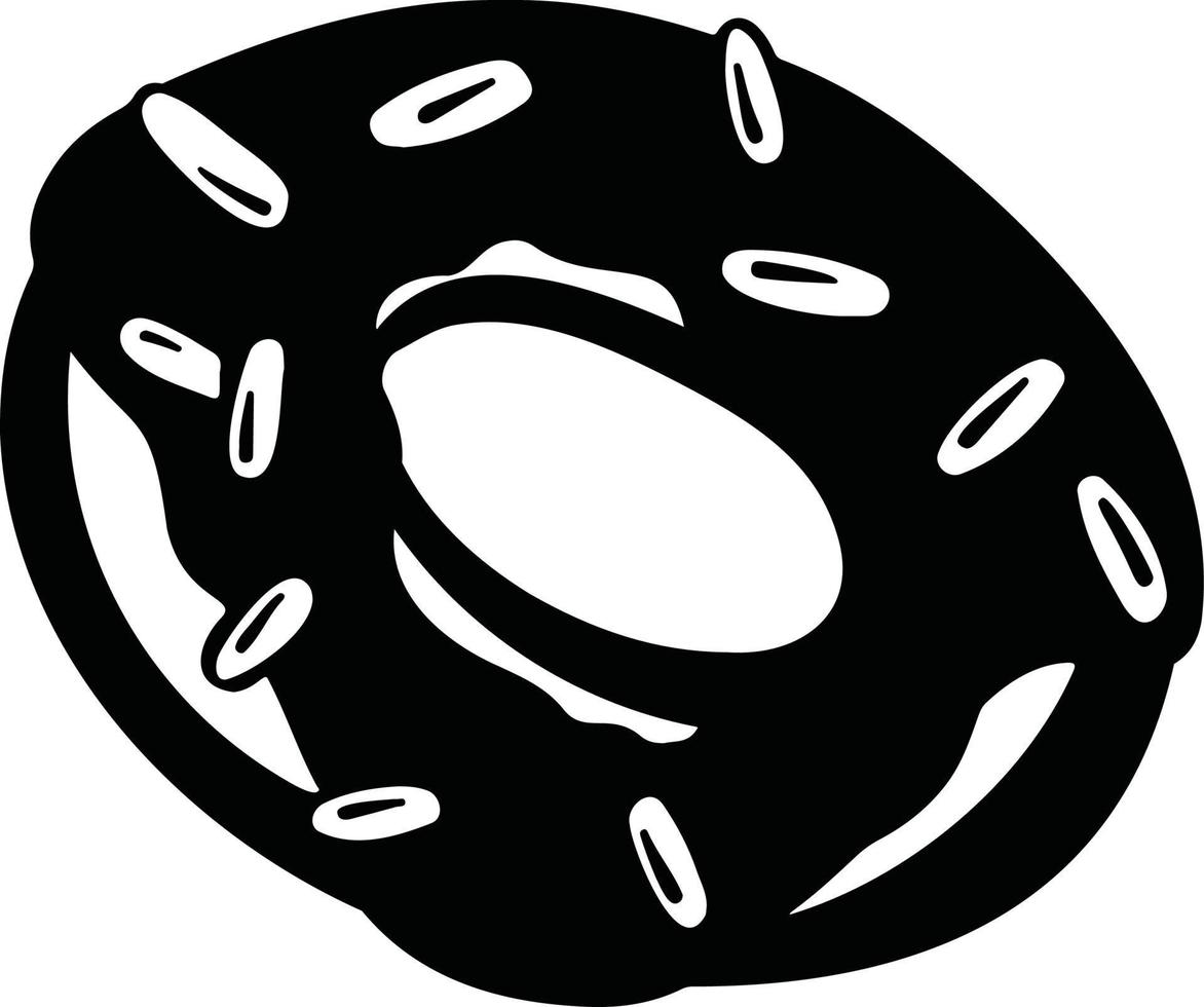 donut with cream, cake dessert, hand drawn illustration vector