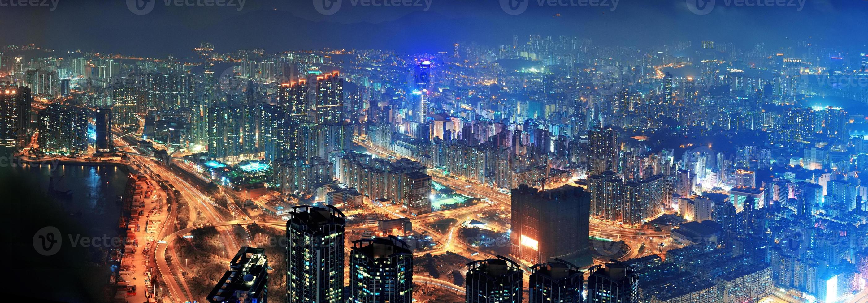 Hong Kong aerial night photo