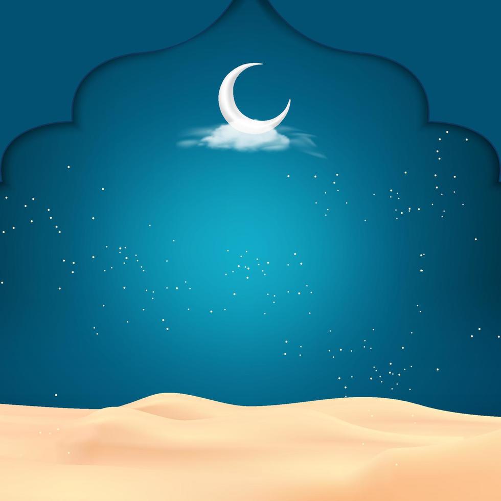 fondo islámico con luna creciente. ilustración vectorial vector